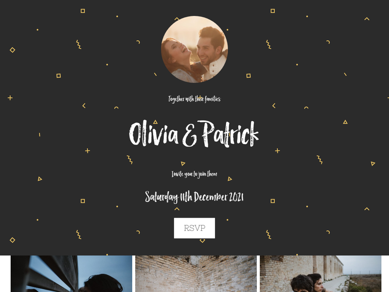 Dark Jazzy Jam wedding website design template