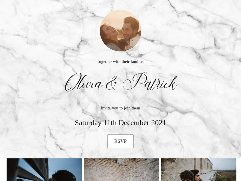 Marble wedding website design template