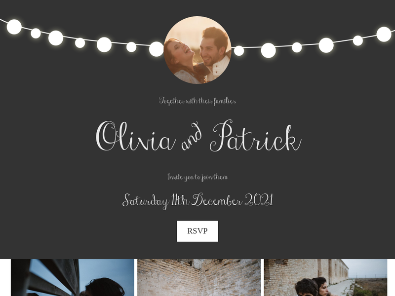 String Lights at Midnight wedding website design template