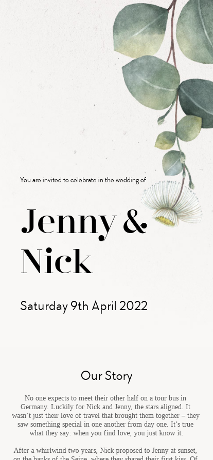 Eucalyptus wedding website design