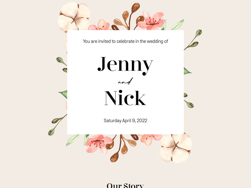 Floral Watercolour wedding website design template