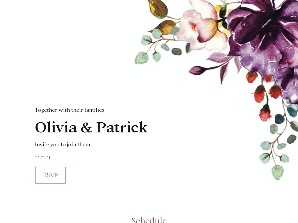 Floral Plum wedding website design